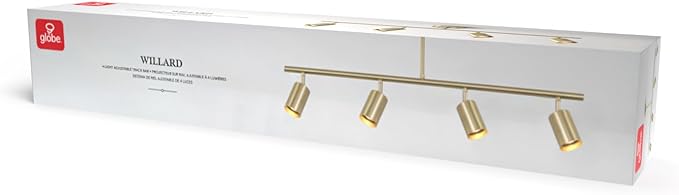Globe Electric 64000094 35" 4-Light Adjustable Height Track Lighting, Matte Brass, Pivot Shades, Ceiling Lamp for Bedroom, Kitchen, Hallway, Bathroom, Den, Dining Room, Home Décor