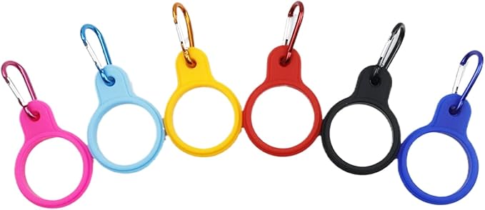 HEVSTIL 6Pcs Water Bottle Clip, Silicone Water Bottle Carrier Water Bottler Holder with Keychain Clip Ring for Outdoor Activities or Daily Use,Colorful
