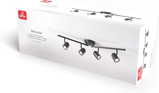 Globe Electric 60029 Roland 4-Light Foldable Track Lighting, Matte Black, Bulb Not Included