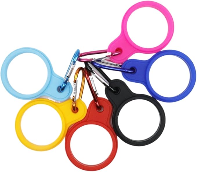 HEVSTIL 6Pcs Water Bottle Clip, Silicone Water Bottle Carrier Water Bottler Holder with Keychain Clip Ring for Outdoor Activities or Daily Use,Colorful