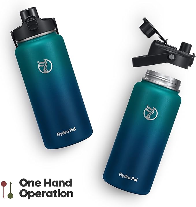 Half Gallon Insulated Water Bottle with 2-in-1 Lid (Chug Lid/Straw Lid), 40/64oz Double Walled Vacuum Stainless Steel Water Bottles, Water Jug with Straw