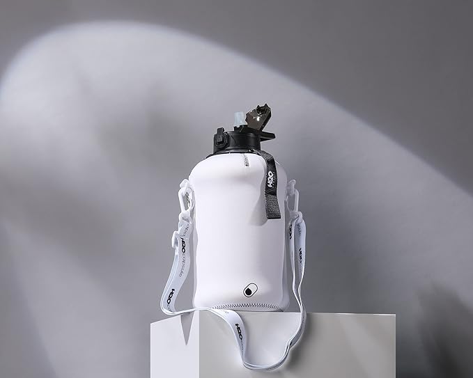 H2O Capsule 2.2L Half Gallon Water Bottle with Storage Sleeve and Covered Straw Lid – BPA Free Large Reusable Drink Container with Handle - Big Sports Jug, 2.2 Liter (74 Ounce)