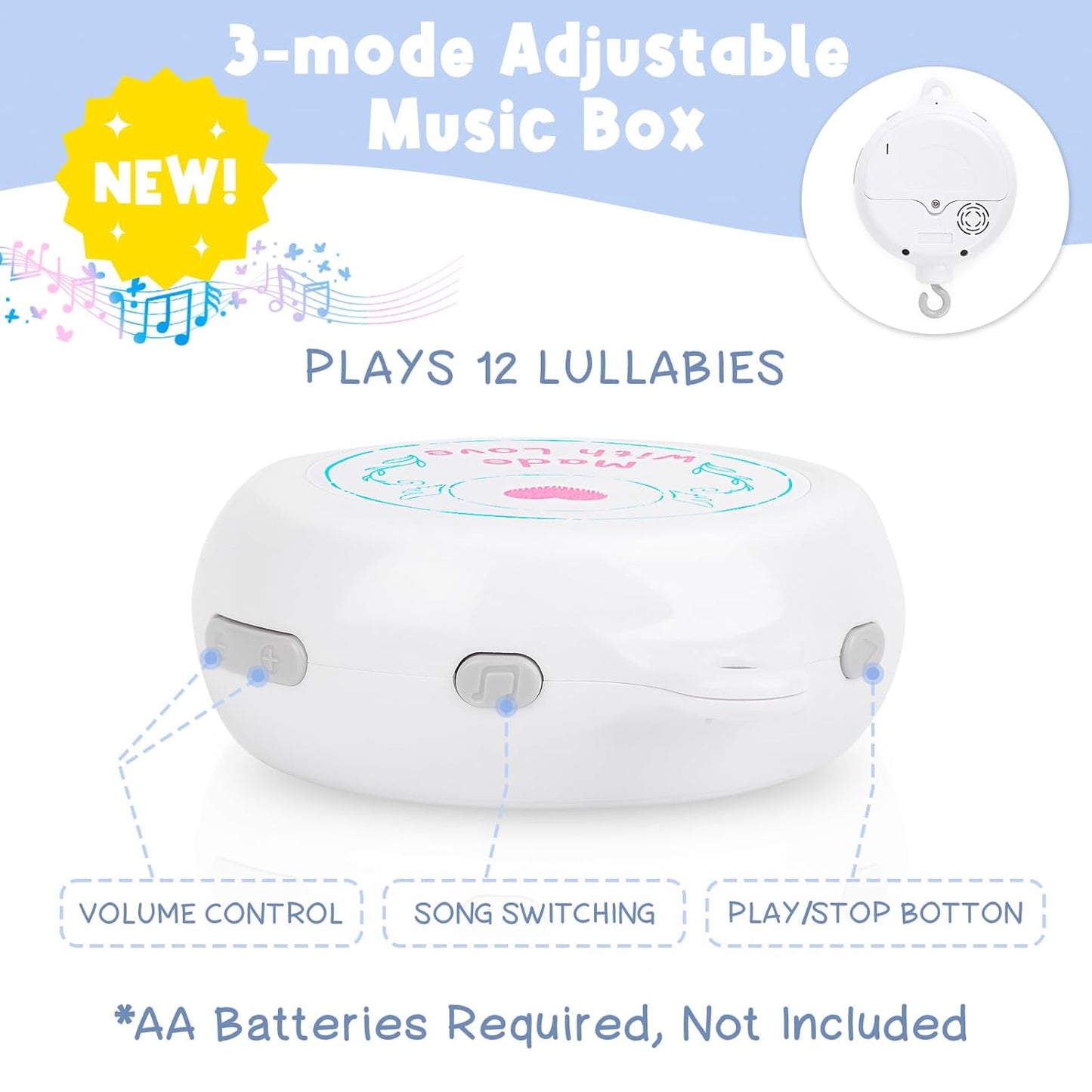 Ocean Crib Mobile for Boys & Girls – Baby Mobile for Crib with Upgraded 3-Mode Music Box, Sea Animals Baby Crib Mobile, Nursery Mobiles, Fits Standard Cribs