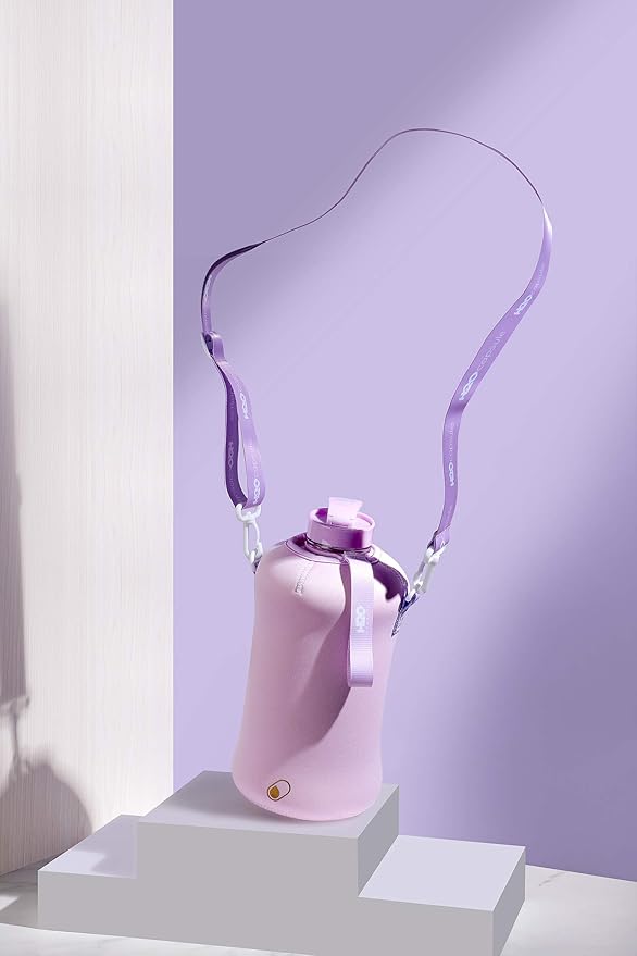 H2O Capsule 2.2L Half Gallon Water Bottle with Storage Sleeve and Covered Straw Lid – BPA Free Large Reusable Drink Container with Handle - Big Sports Jug, 2.2 Liter (74 Ounce)