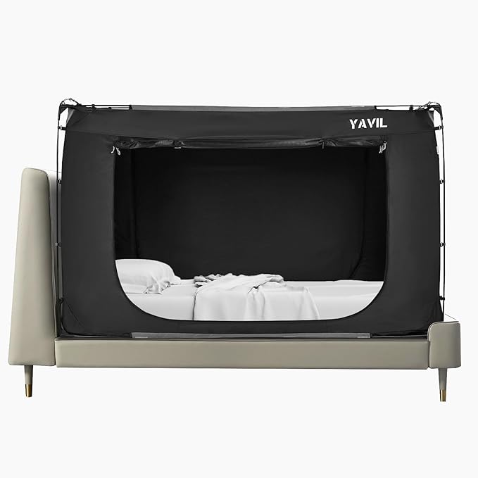 Bed Tent Bed Canopy Queen Size, Portable Sleeping Tents Dream Tents Indoor for Kids and Adult, Blackout 70% Breathable Privacy Space on Bed with Three Doors (Mattress Not Included)