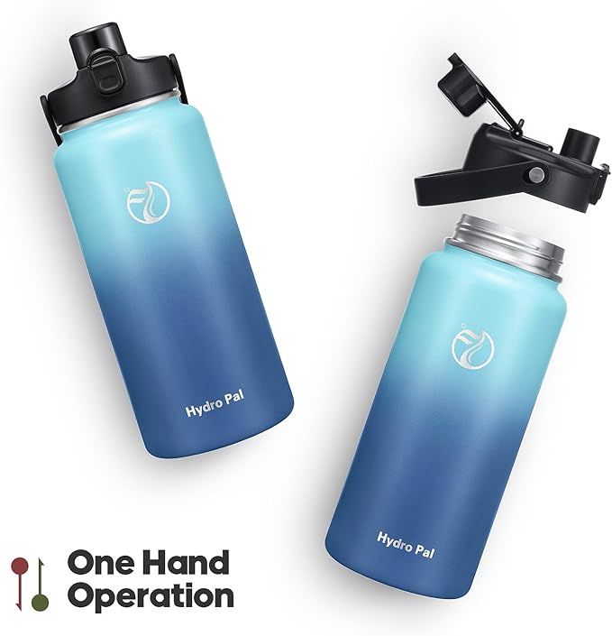 Half Gallon Insulated Water Bottle with 2-in-1 Lid (Chug Lid/Straw Lid), 40/64oz Double Walled Vacuum Stainless Steel Water Bottles, Water Jug with Straw