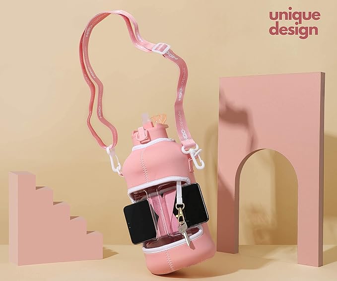 H2O Capsule 2.2L Half Gallon Water Bottle with Storage Sleeve and Covered Straw Lid – BPA Free Large Reusable Drink Container with Handle - Big Sports Jug, 2.2 Liter (74 Ounce)