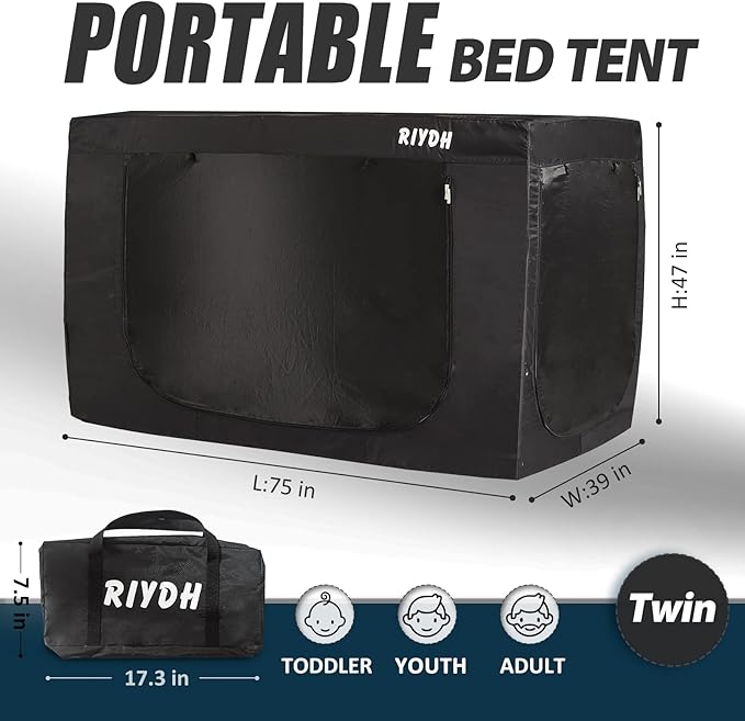 Bed Tent Twin Bed Canopy Tents for Adult - Portable Dream Tent Indoor Sleeping Tents 70% Blackout with 3 Doors Breathable Private Space Tents