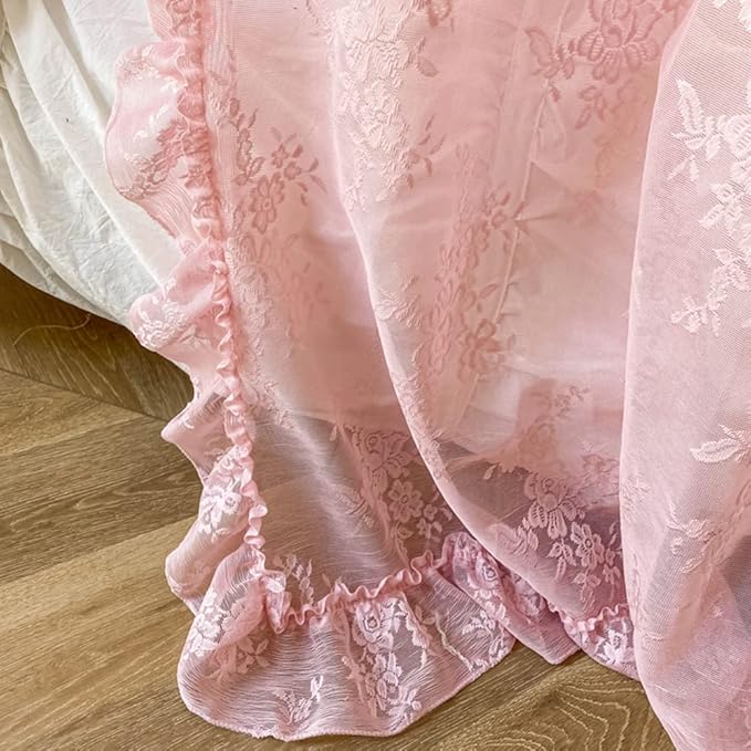 Mengersi Canopy Bed Curtains with Tie Backs,Princess Bed Canopy Curtains Bed Drapes Sheer Curtains for Bedroom Decor(King,Pink