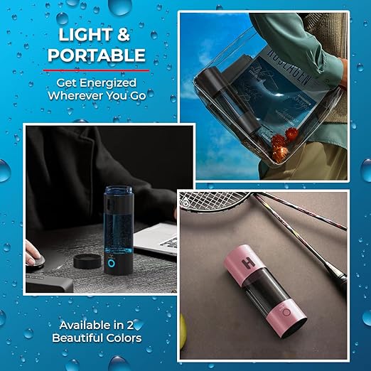 H2-Pro Hydrogen Water Bottle Generator with Latest SPE-PEM Technology (Rose Gold)