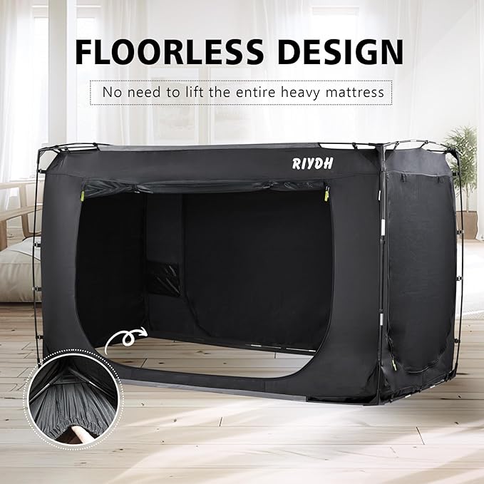 Bed Tent Bed Canopy Twin Size Tents for Adult and Kids- Portable Dream Tent Indoor Sleeping Tents 70% Blackout with 3 Doors Breathable Big Space Tents