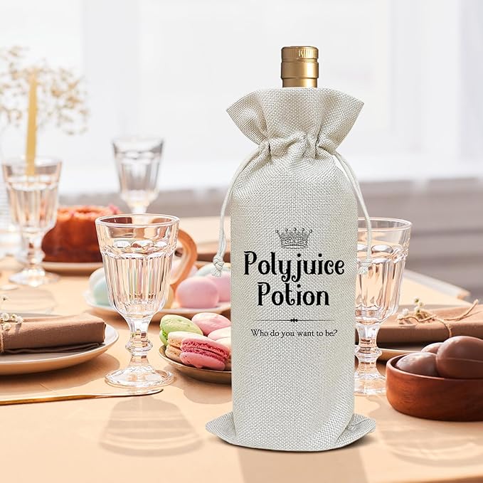 Halloween Wine Bag, Birthday Gifts for Women Men Sister Mom, Witch Magic Thanksgiving Christmas Holiday Party Favor Funny Polyjuice Wine Bag Decoration Supplies /46