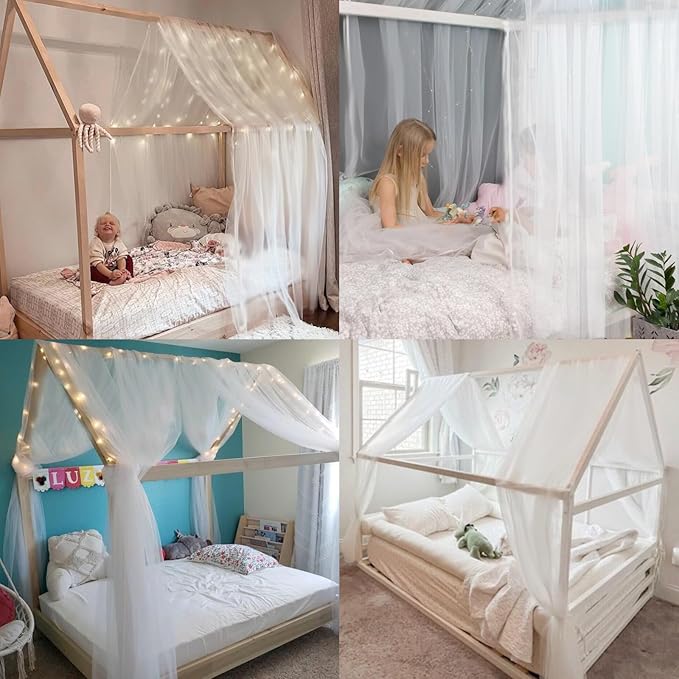 Bed Canopy for Girls,King Canopy Bed Curtains with Bed Frame Queen & Full Bed 59 * 225in White Tulle Canopy Bed Scarf,Sheer Bed Drapes,Twin Girls Canopy Bed Decor for Baby Crib,Kid Bed and Adult Beds