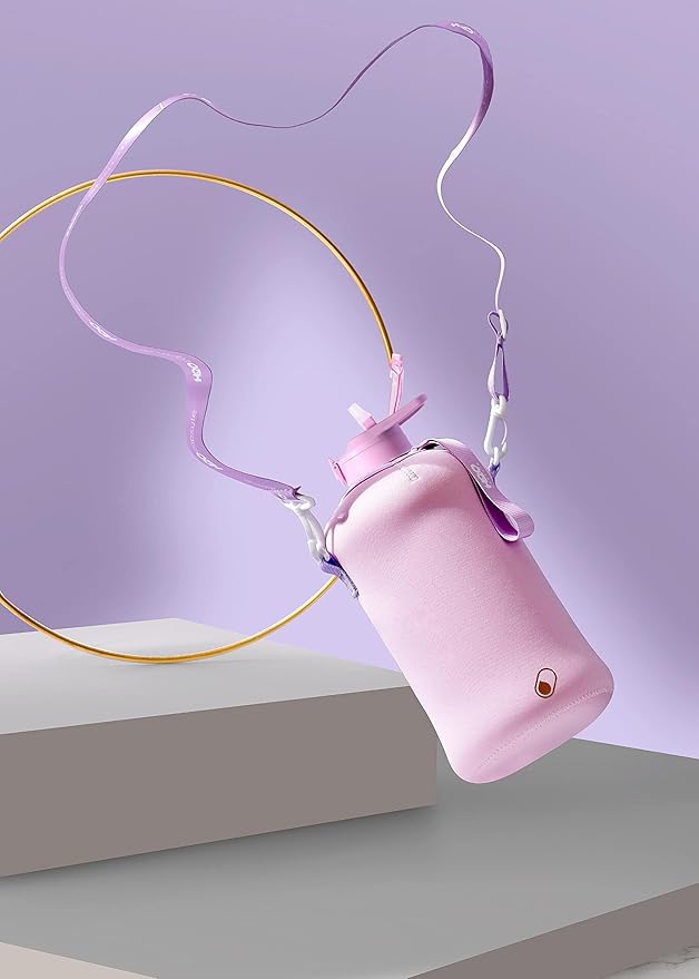 H2O Capsule 2.2L Half Gallon Water Bottle with Storage Sleeve and Covered Straw Lid – BPA Free Large Reusable Drink Container with Handle - Big Sports Jug, 2.2 Liter (74 Ounce)