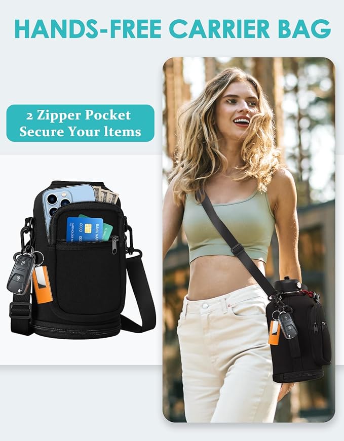 Half Gallon Water Bottle with Straw - Spout Lid, 64oz Insulated Water Jug Carrying Sleeve with Strap, Paracord Handle, Silicone Boot, Stainless Steel Metal Coldest Canteen for Women, Lilac Purple