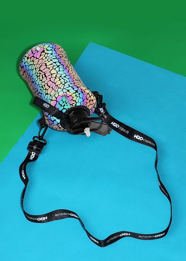 H2O Capsule 2.2L Half Gallon Water Bottle with Storage Sleeve and Covered Straw Lid – BPA Free Large Reusable Drink Container with Handle - Big Sports Jug, 2.2 Liter (74 Ounce)