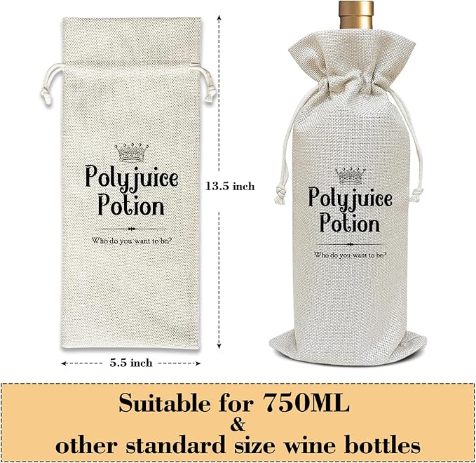Halloween Wine Bag, Birthday Gifts for Women Men Sister Mom, Witch Magic Thanksgiving Christmas Holiday Party Favor Funny Polyjuice Wine Bag Decoration Supplies /46