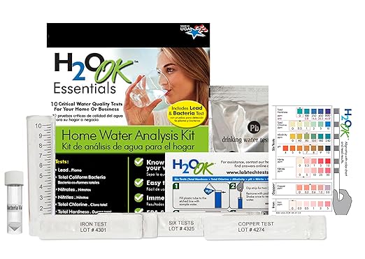 H2O OK Essentials Water Test Kit, includes 10 Tests, Self Test for Lead, Copper, Chroline, Nitrates, Nitrites, Iron,& More; Offers Longest Shelf Life and Most Accurate Self testing