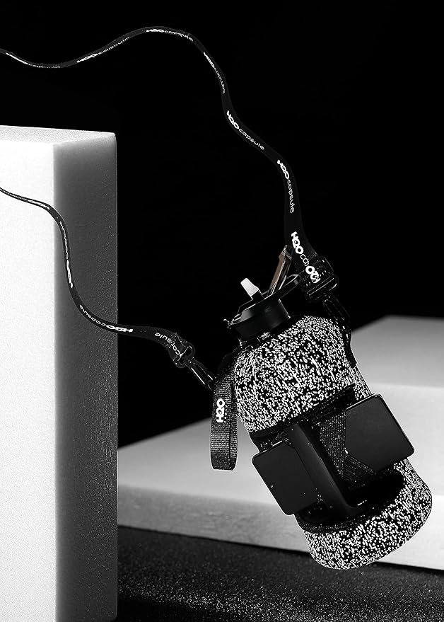 H2O Capsule 2.2L Half Gallon Water Bottle with Storage Sleeve and Covered Straw Lid – BPA Free Large Reusable Drink Container with Handle - Big Sports Jug, 2.2 Liter (74 Ounce)