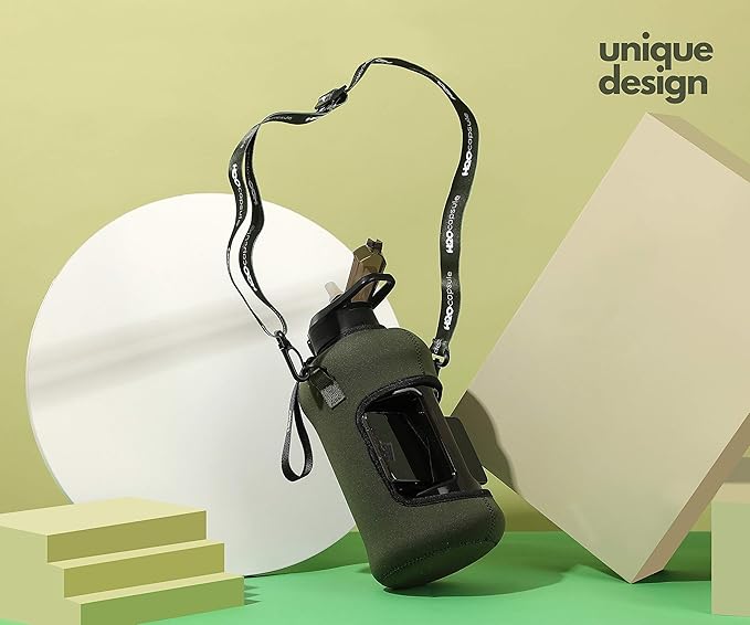 H2O Capsule 2.2L Half Gallon Water Bottle with Storage Sleeve and Covered Straw Lid – BPA Free Large Reusable Drink Container with Handle - Big Sports Jug, 2.2 Liter (74 Ounce)