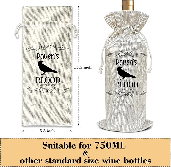 Halloween Wine Bag, Birthday Gifts for Women Men Son Dad Sister Mom, Witch Magic Thanksgiving Christmas Holiday Party Favor Funny Raven's Blood Wine Bag Decoration Supplies /42