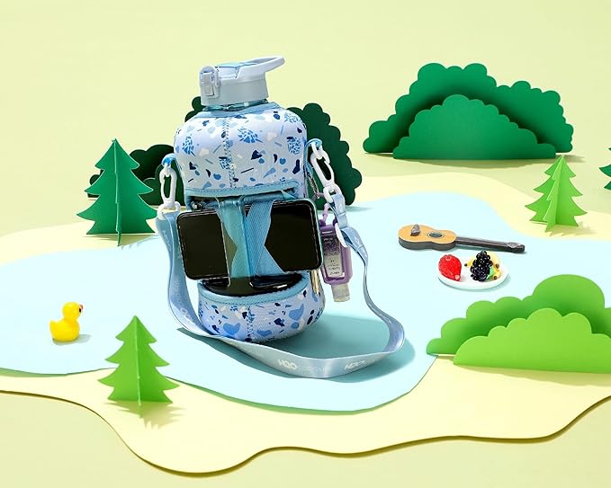 H2O Capsule 2.2L Half Gallon Water Bottle with Storage Sleeve and Covered Straw Lid – BPA Free Large Reusable Drink Container with Handle - Big Sports Jug, 2.2 Liter (74 Ounce)