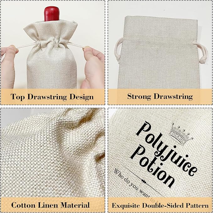 Halloween Wine Bag, Birthday Gifts for Women Men Sister Mom, Witch Magic Thanksgiving Christmas Holiday Party Favor Funny Polyjuice Wine Bag Decoration Supplies /46
