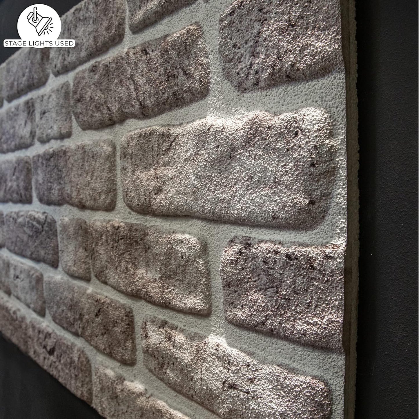 Dundee Deco 3D Wall Panels Faux Brick - Cladding White Grey Stone Look Wall Paneling, Styrofoam, Sample, Size 10 x 10 in.