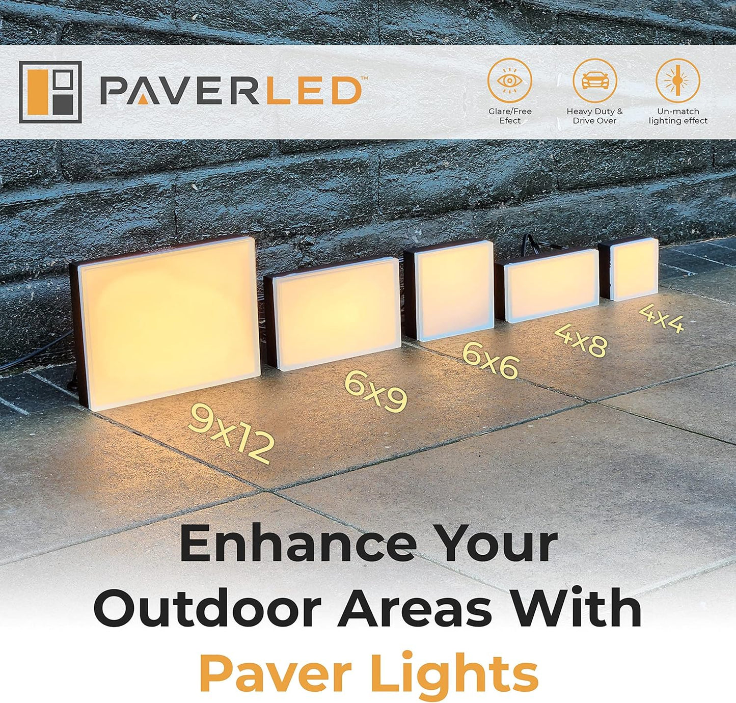 LUMENGY Paver Light 6×6 Inch (5.9 inch X 5.9 inch), Warm White Glare-Free Illumination for Driveways, Pathways, Pool Deck & Patios,12V AC/DC, Waterproof & Drive-Over Rated