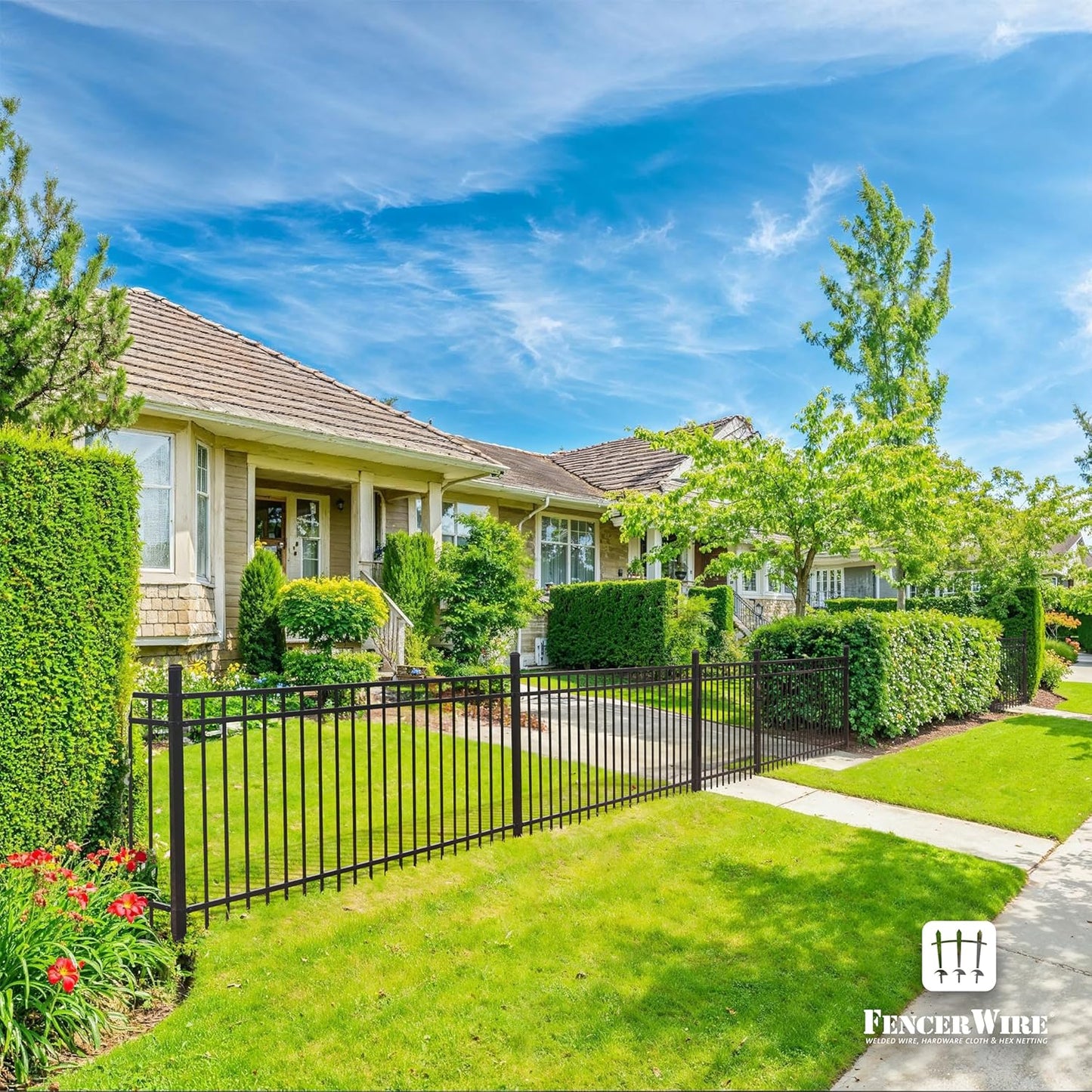 Fencer Wire Pack of 10 Heavy Duty Flat Top Fence Gate, 6FT Height x 4FT Width Outdoor Fence Gate, Anti-Rust Steel Gate for Fencing Barrier, Decorative Garden Gate for Residential, Yard, Pool, Patio