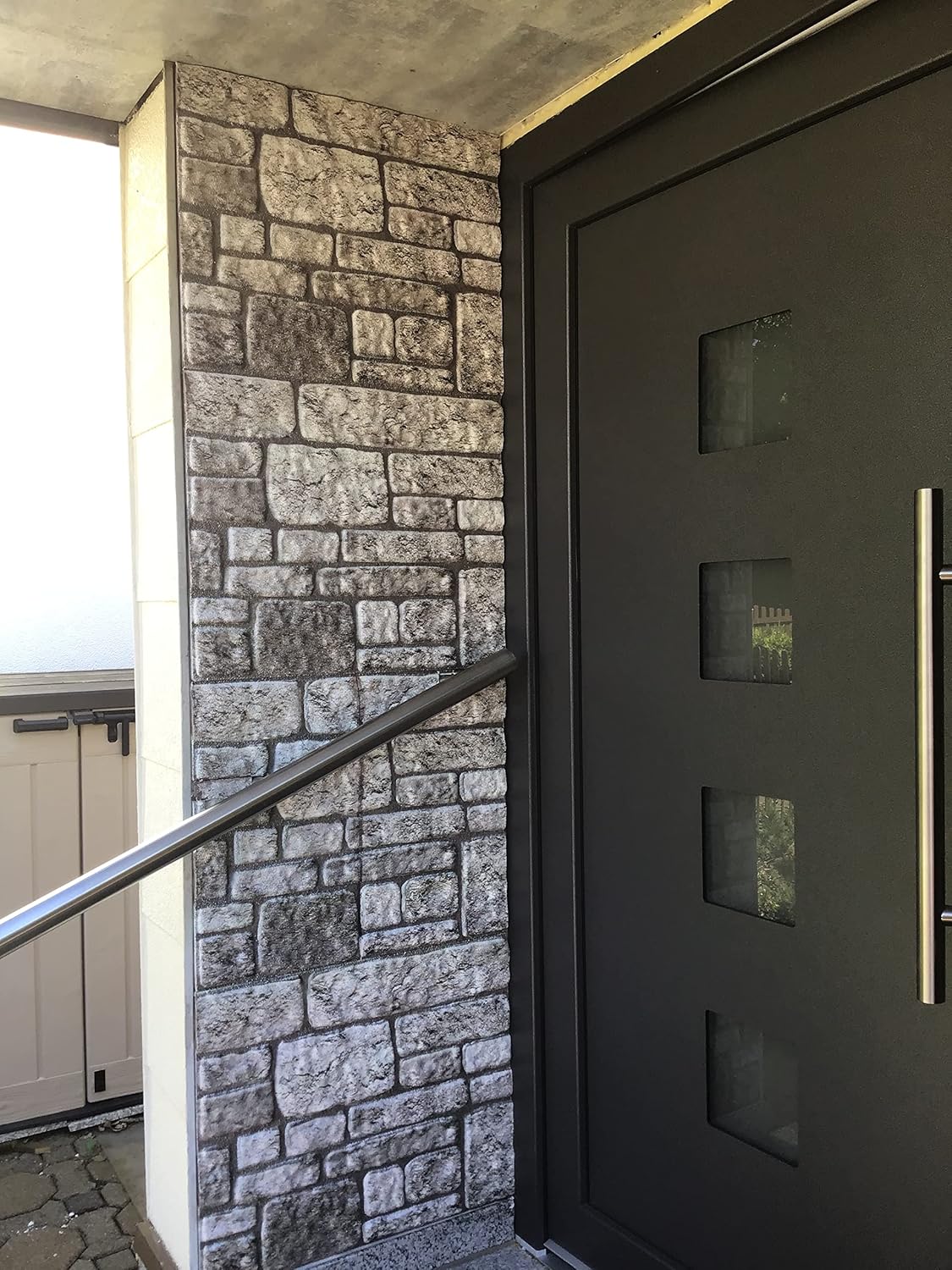 Dundee Deco 3D Wall Panels Faux Brick - Cladding, Grey Stone Look Wall Paneling, Styrofoam Facing for Living Room, Kitchen, Bathroom, Balcony, Bedroom, Set of 10, Covers 53 sq ft