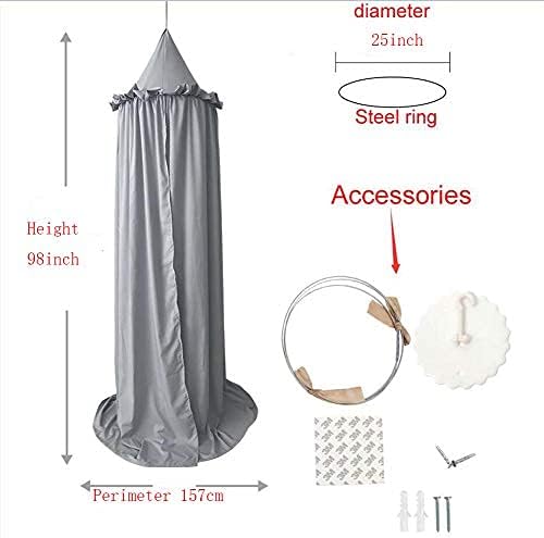 Mengersi Bed Canopy Play Tent for Kids, Round Dome Kids Mosquito Net Indoor Outdoor Castle Hanging House Decoration Reading Nook (Beige Pink)