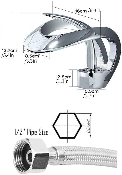 Elegant Bathroom Sink Faucet Single Hole,Cold and Hot Water Basin Sink… (White Alien Faucet)