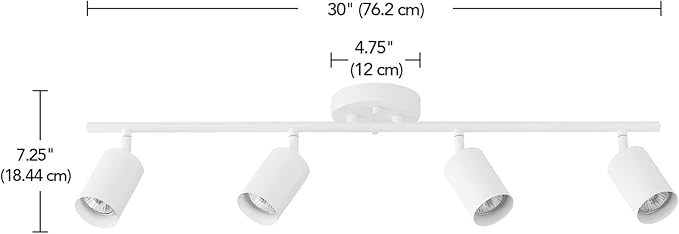 Globe Electric Pratt 4-Light Track Lighting, Matte White, Bulb Not Included