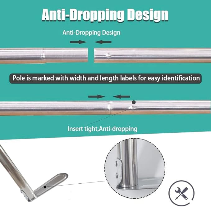 Mengersi Silver Canopy Bed Frame Post Full Size Stainless Steel Four Corner Bed Mosquito Net Frame Bracket Fit for Metal Bed Wood Bed