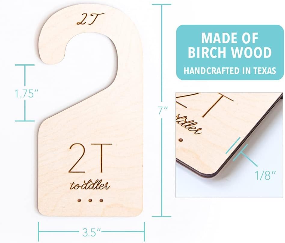 Loft Toddler Closet Dividers Durable Birch Kids Closet Organizer Timeless Etched Design for 2T-5T (Set of 4)