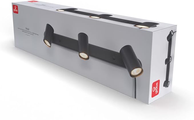 Globe Electric 59467 3-Light Plug-in Track Lighting, Matte Black, Bulb Not Included