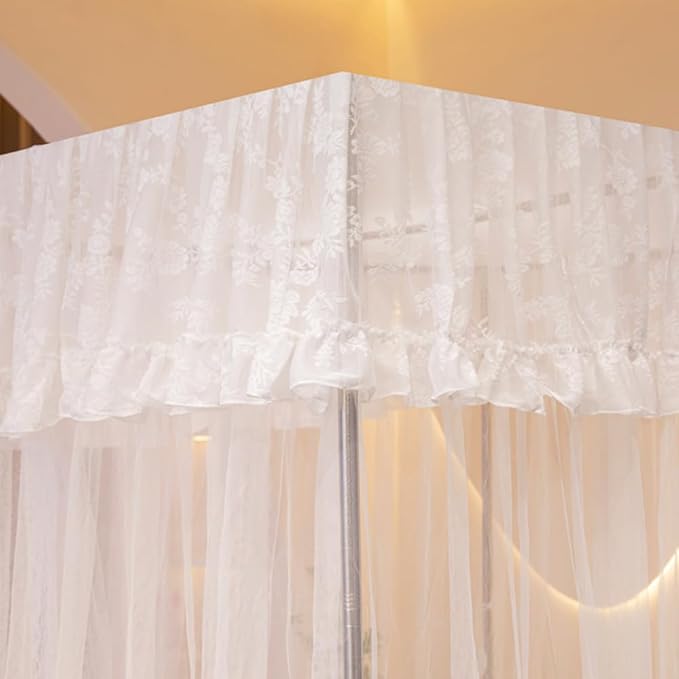 Mengersi Canopy Bed Curtains Bed Canopy,Canopy for Bed Curtains-Cozy Drape Netting,Princess Bed Drapes for Girls Adults Bedroom Decoration(Twin,White)