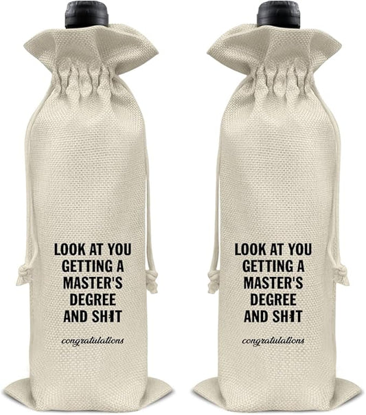 HOIJAUMAI Masters Degree Graduation Gifts Masters Graduation Gift Graduation Wine Bag Master's Degree Wine Gift Bags