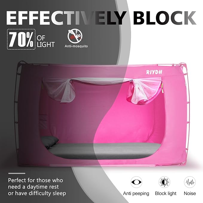 Bed Tent Bed Canopy King Size Tents for Adult and Kids- Portable Dream Tent Indoor Sleeping Tents 70% Blackout with 3 Doors Breathable Big Space Tents