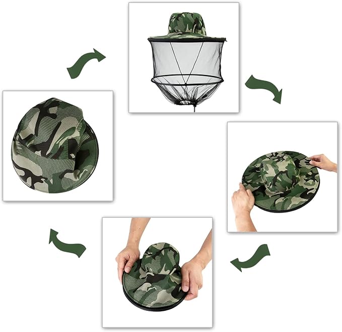 Head Net with Removable Mesh Hidden Netting, Design for Outdoor Fishing Gardening