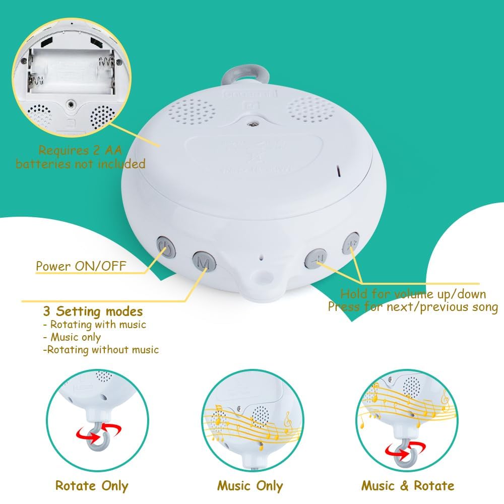 teytoy My First Baby Crib Mobile, Black and White Baby Mobile for Crib, High Contrast Mobile Toy for Newborn Infants Boys and Girls