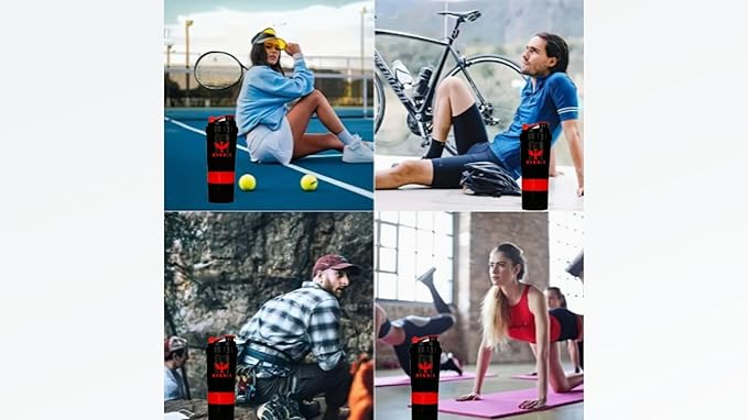 Gym Protein Shaker, 3-in-1, 500ml/16.9oz, BPA-Free, Metal Mixer. (RED), JT4101