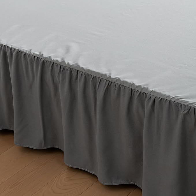 Bed Skirt Queen Size Ruffled Bed Skirts with Split Corners, 14 Inch Drop Dust Ruffle Bed Skirt with Platform, Gray
