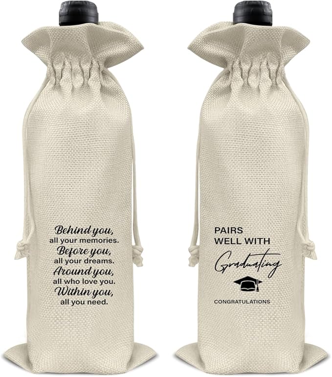 HOIJAUMAI Graduation Gifts for Women Men Graduation Wine Bag Pairs Well with Graduating Wine Gift Bags