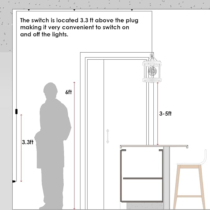 MO&OK Chandelier Vintage Pendant Light Fixture, Wood Color Farmhouse Wooden Metal Chandeliers, Open Frame Hanging Lighting for Diningroom,Bar, Entrance Hall, Kitchen Island H10.6 xD6.7-1 Light