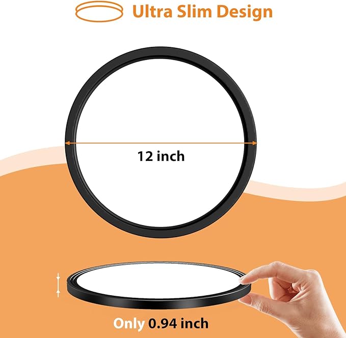 slochi 12 Inch Flush Mount LED Ceiling Light Fixture Black, 28W 5000K Ceiling Lamp, 3200LM Super Bright Daylight Surface Mount LED Ceiling Light Fixture for Kitchen, Bedroom, Laundry, Closet Room