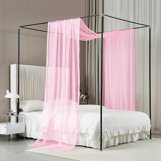 Akiky Bed Canopy for Girls Pink Sheer Canopy Bed Curtains Sheer Scarf Valance 1 Canopy Panel Full Queen Size Bed Scarf Drapes Bed décor