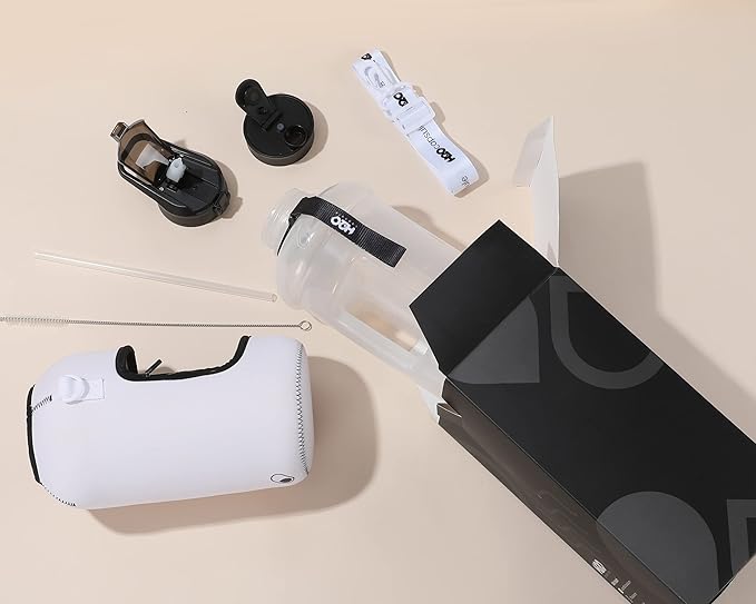 H2O Capsule 2.2L Half Gallon Water Bottle with Storage Sleeve and Covered Straw Lid – BPA Free Large Reusable Drink Container with Handle - Big Sports Jug, 2.2 Liter (74 Ounce)