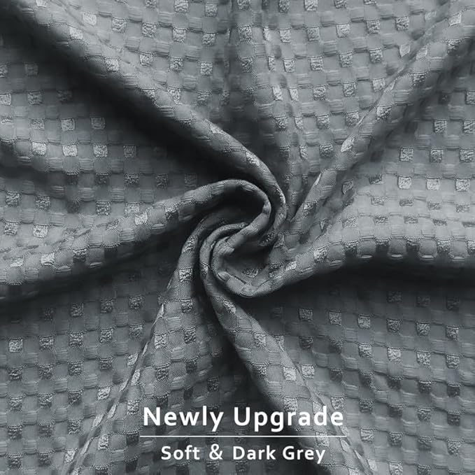 MIYE Pleated Waffle Weave Bed Skirt, Tailored Dust Ruffle 18 Inch Drop Easy Fit, Machine Washable (Dark Grey, Full - 18" Drop)